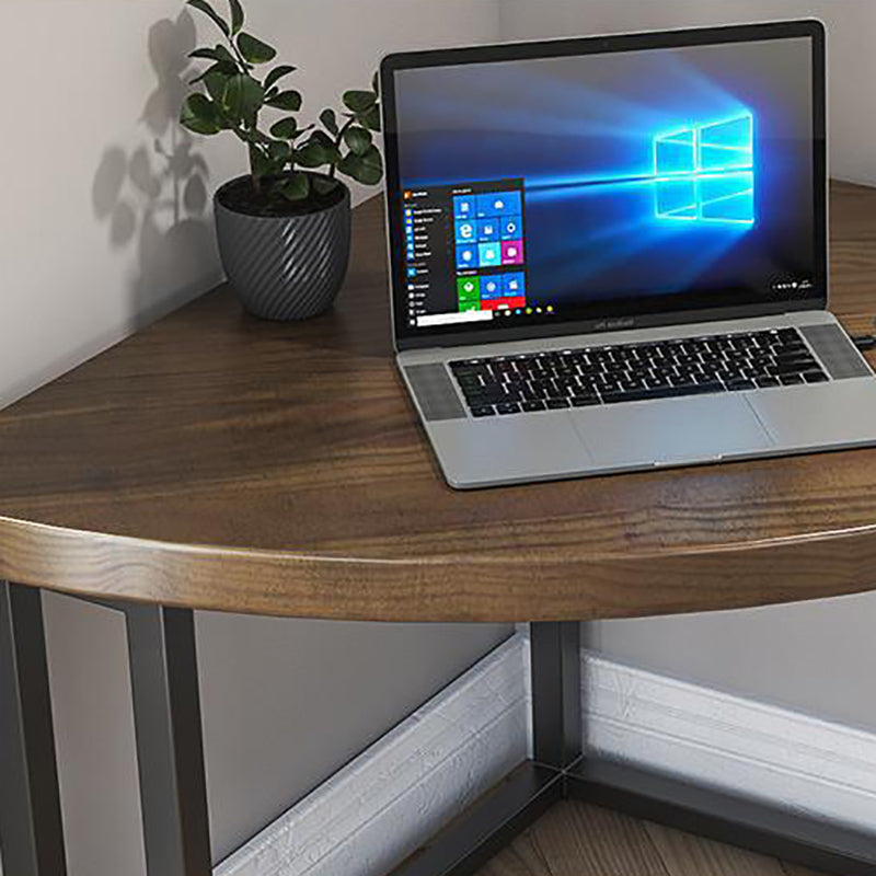 Industrial Solid Wood Writing Desk Corner Dormitory Office Desk with Metal Legs