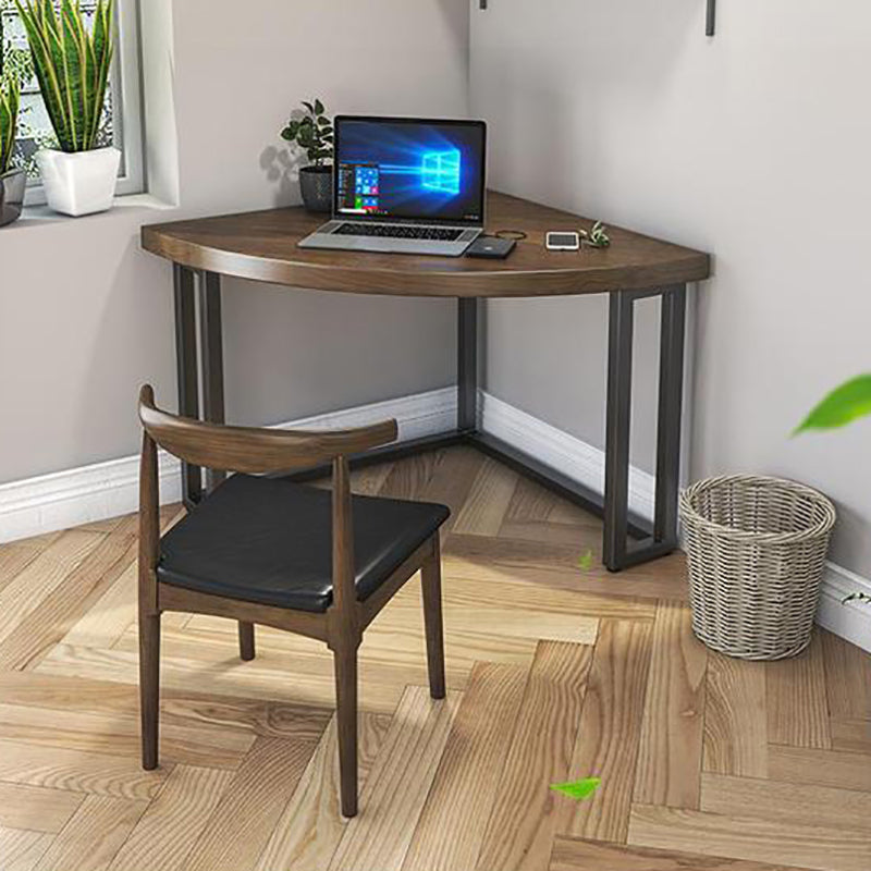 Industrial Solid Wood Writing Desk Corner Dormitory Office Desk with Metal Legs