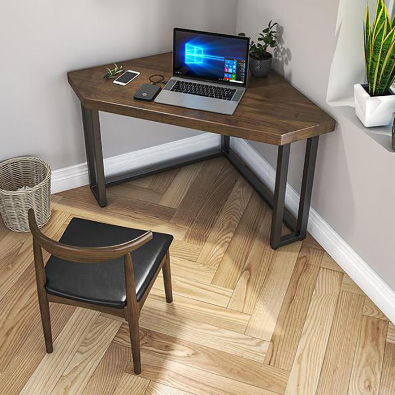 Industrial Solid Wood Writing Desk Corner Dormitory Office Desk with Metal Legs