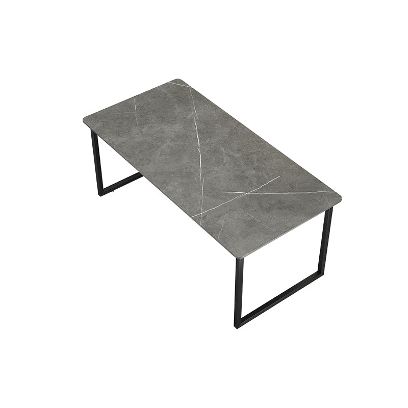 Stone Modern Rectangular Writing Desk Home Office Desk with Metal Legs