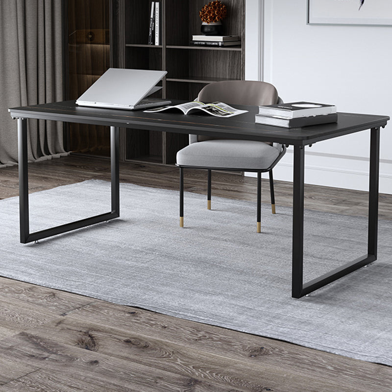 Stone Modern Rectangular Writing Desk Home Office Desk with Metal Legs