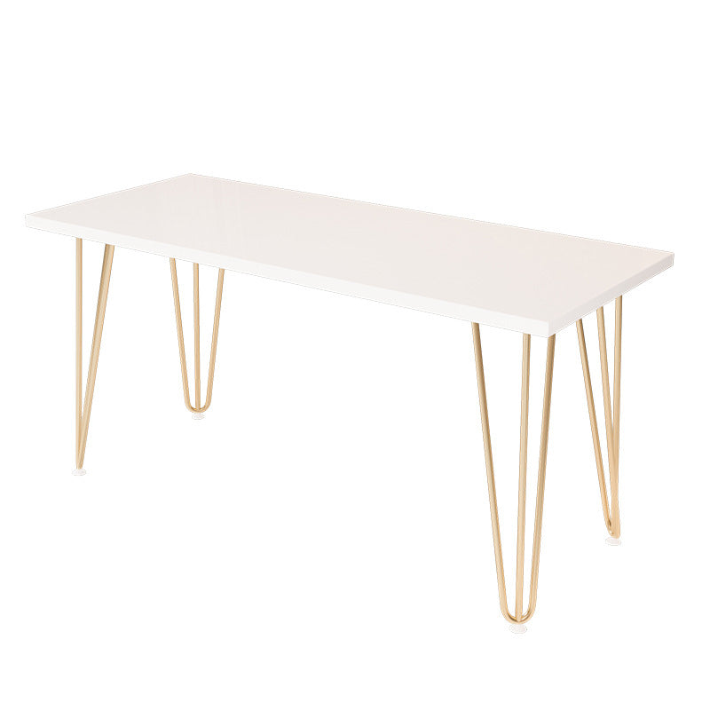 Rectangular Glam Writing Desk White Wooden Writing Desk with Metal Legs