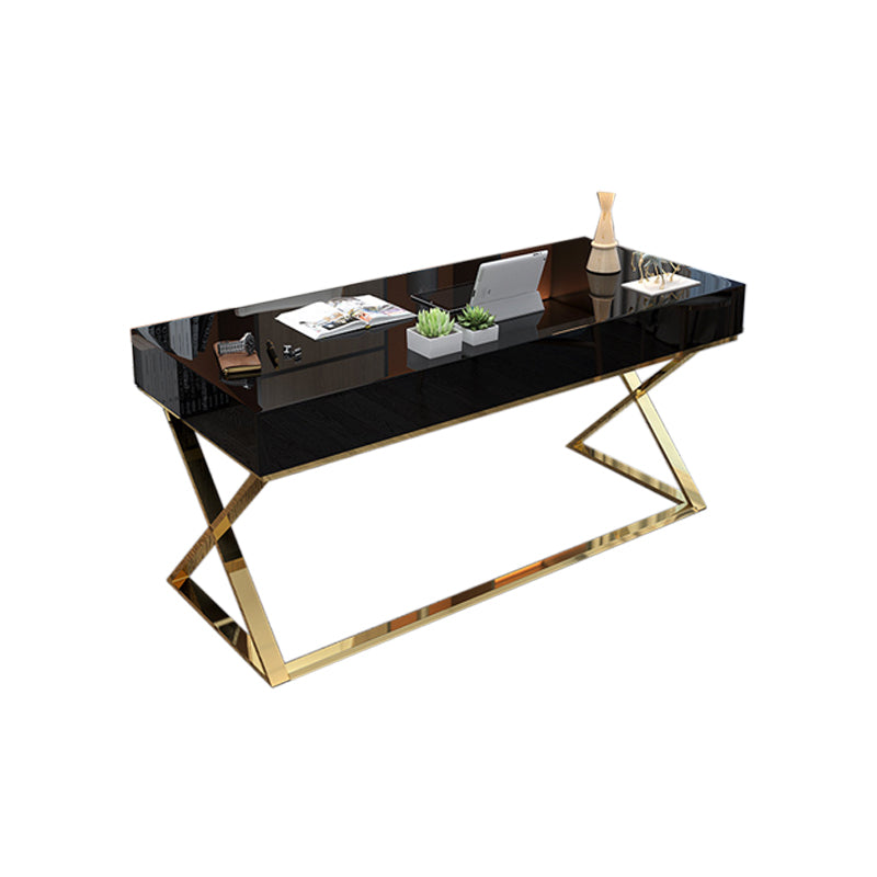 Artificial Wood Writing Desk Rectangular with Metal Legs Office Desk Glam