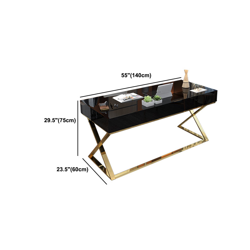 Artificial Wood Writing Desk Rectangular with Metal Legs Office Desk Glam