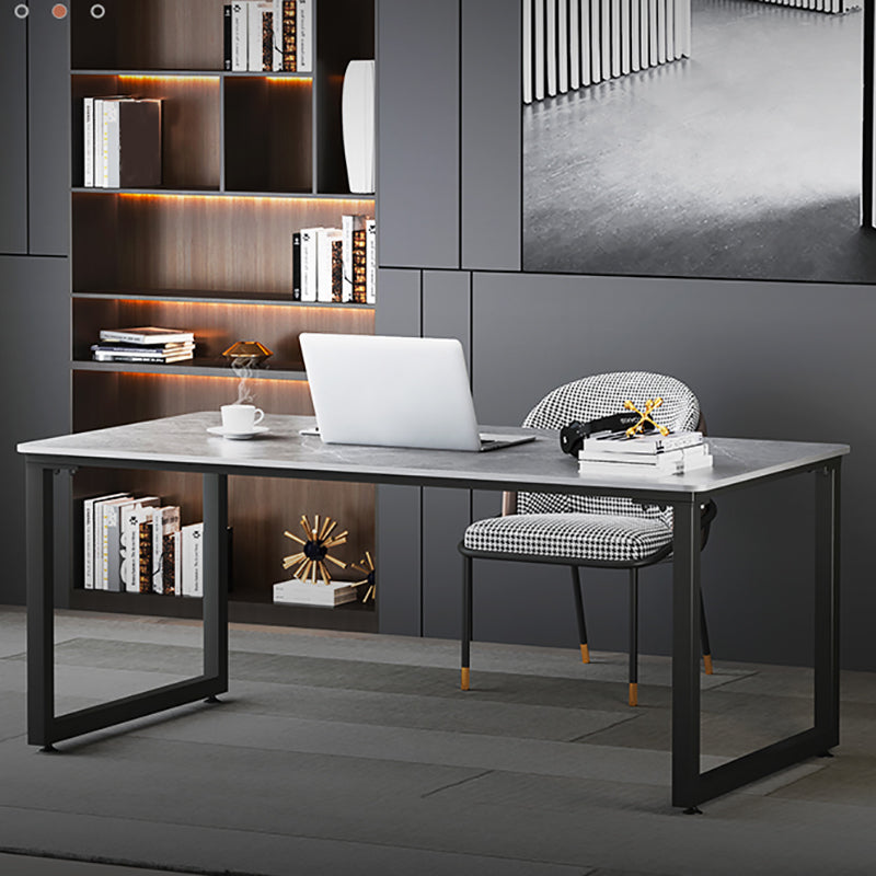 Contemporary Stone Writing Desk Sled Rectangular  Office Desk for Home