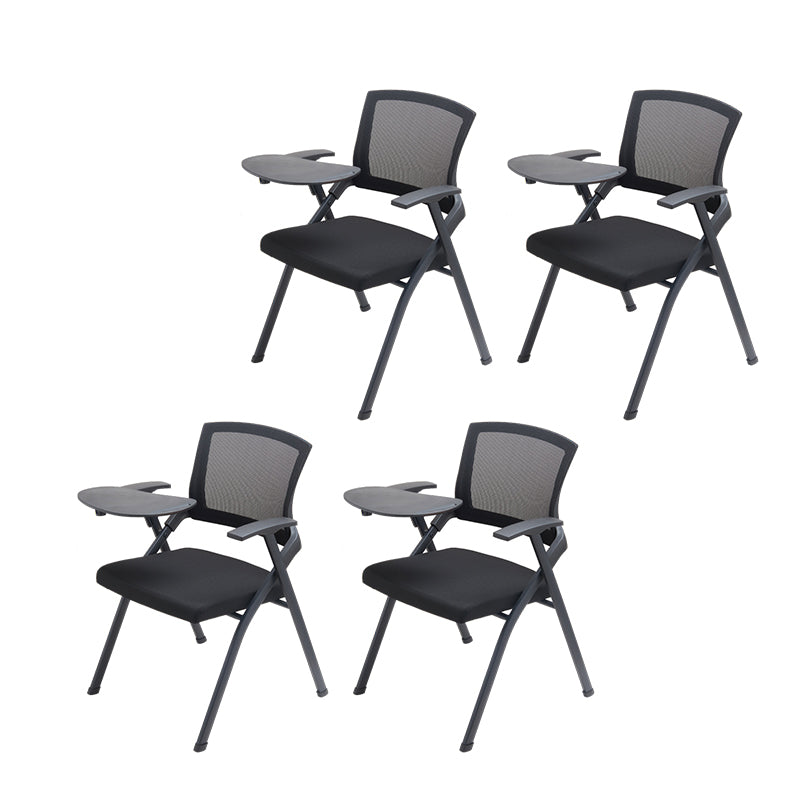 Modern No Wheels Desk Chair Microfiber Black Conference Chair