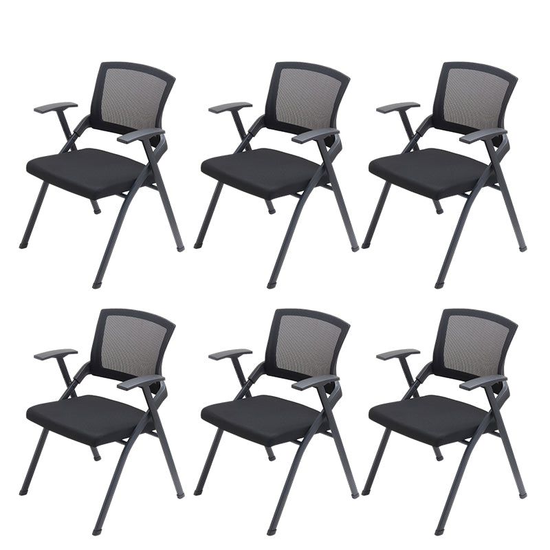 Modern No Wheels Desk Chair Microfiber Black Conference Chair