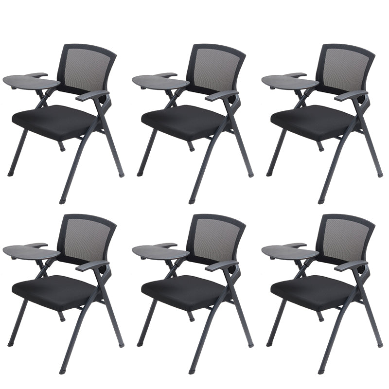 Modern No Wheels Desk Chair Microfiber Black Conference Chair