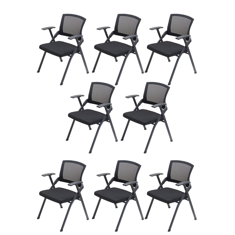 Modern No Wheels Desk Chair Microfiber Black Conference Chair