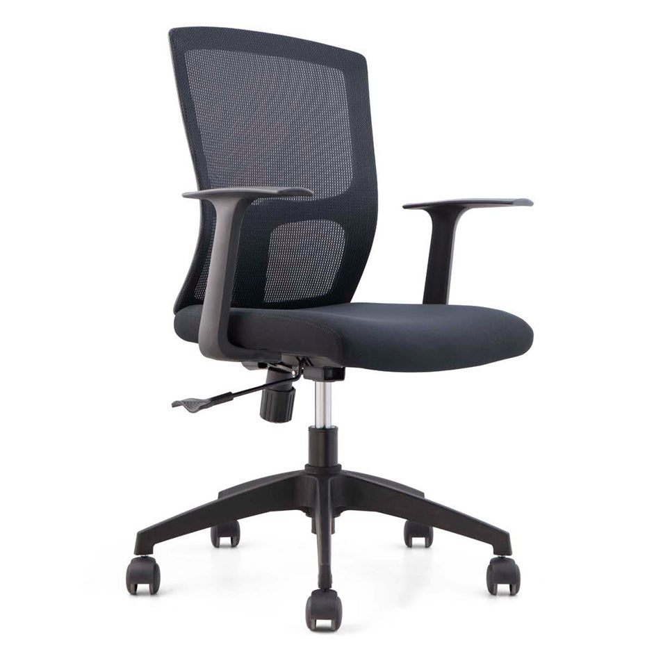 Contemporary Arm Chair Fixed Arms Mid-back Mesh Lumbar Support Office Chair