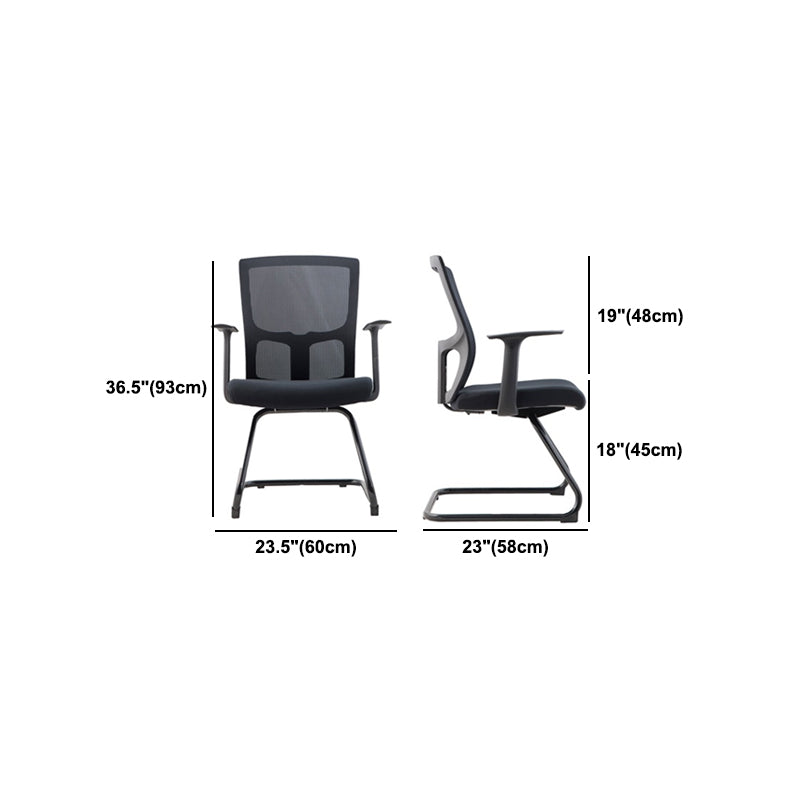 Contemporary Arm Chair Fixed Arms Mid-back Mesh Lumbar Support Office Chair