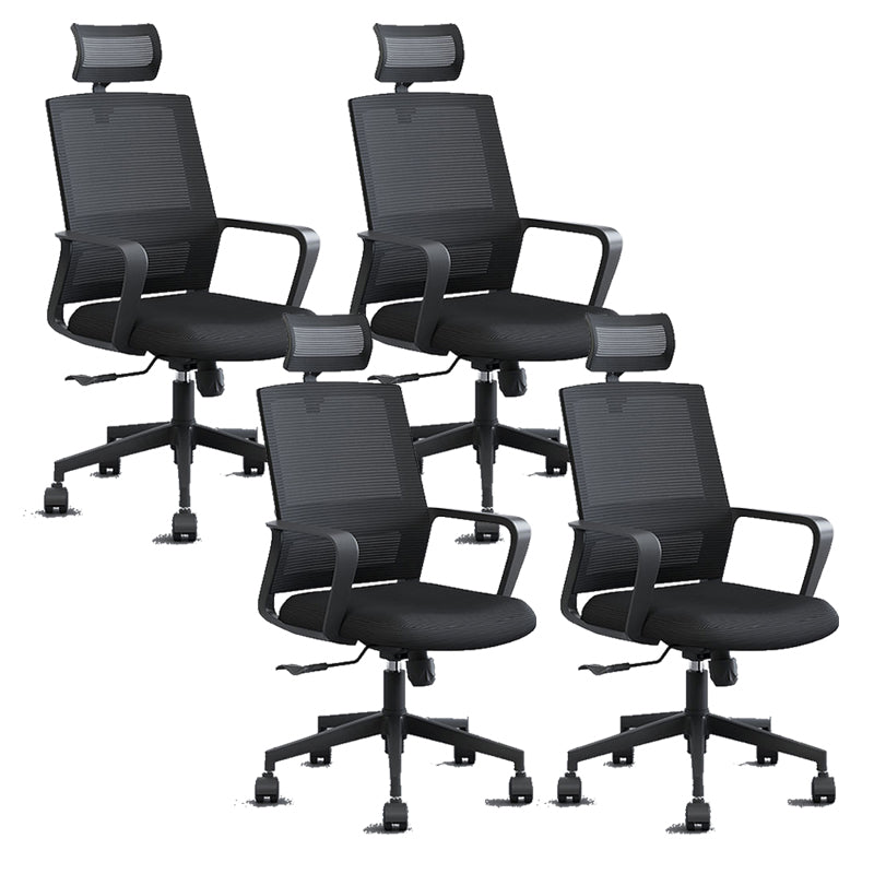 Contemporary Mid Back Office Chair Fixed Arms for Home and Office Mesh Desk Chair