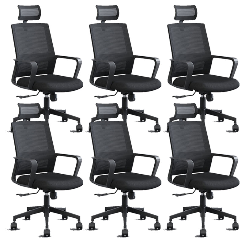 Contemporary Mid Back Office Chair Fixed Arms for Home and Office Mesh Desk Chair