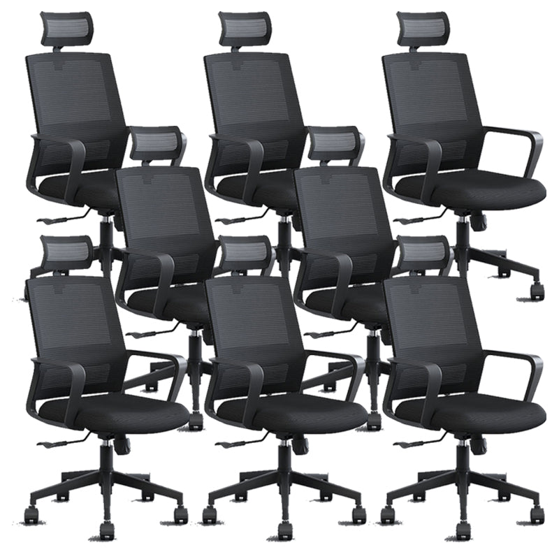 Contemporary Mid Back Office Chair Fixed Arms for Home and Office Mesh Desk Chair