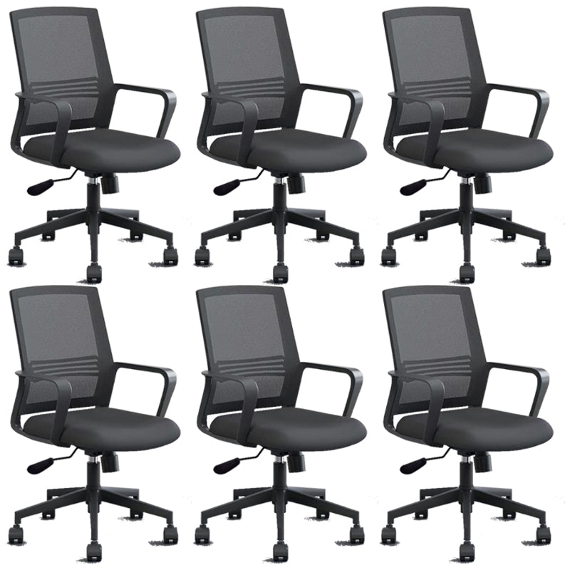 Contemporary Mid Back Office Chair Fixed Arms for Home and Office Mesh Desk Chair