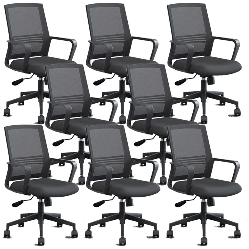 Contemporary Mid Back Office Chair Fixed Arms for Home and Office Mesh Desk Chair