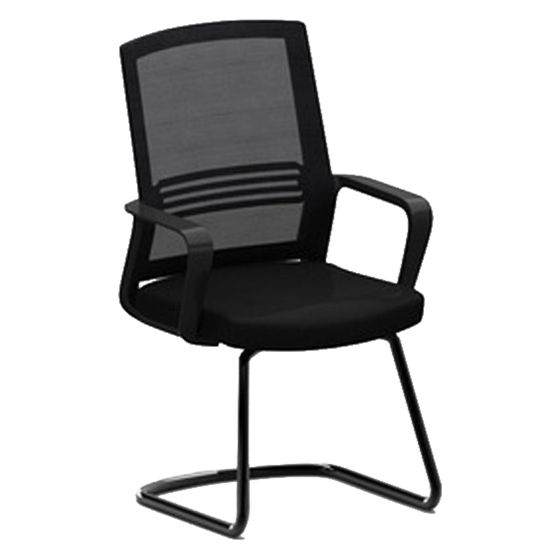 Contemporary Mid Back Office Chair Fixed Arms for Home and Office Mesh Desk Chair