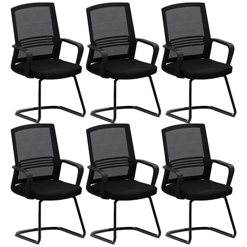 Contemporary Mid Back Office Chair Fixed Arms for Home and Office Mesh Desk Chair