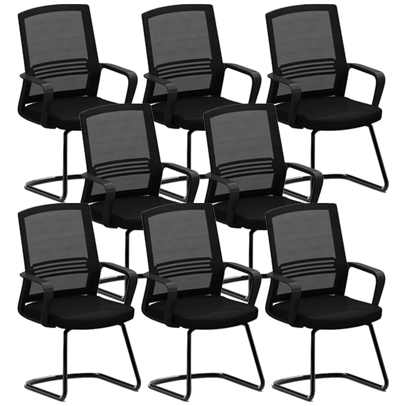 Contemporary Mid Back Office Chair Fixed Arms for Home and Office Mesh Desk Chair