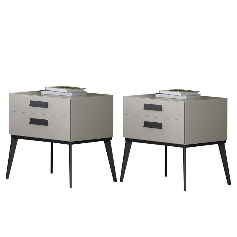 Wooden and Leather Bedside Cabinet Modern Minimalist Bedside Table with Drawers