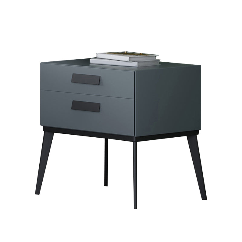 Wooden and Leather Bedside Cabinet Modern Minimalist Bedside Table with Drawers