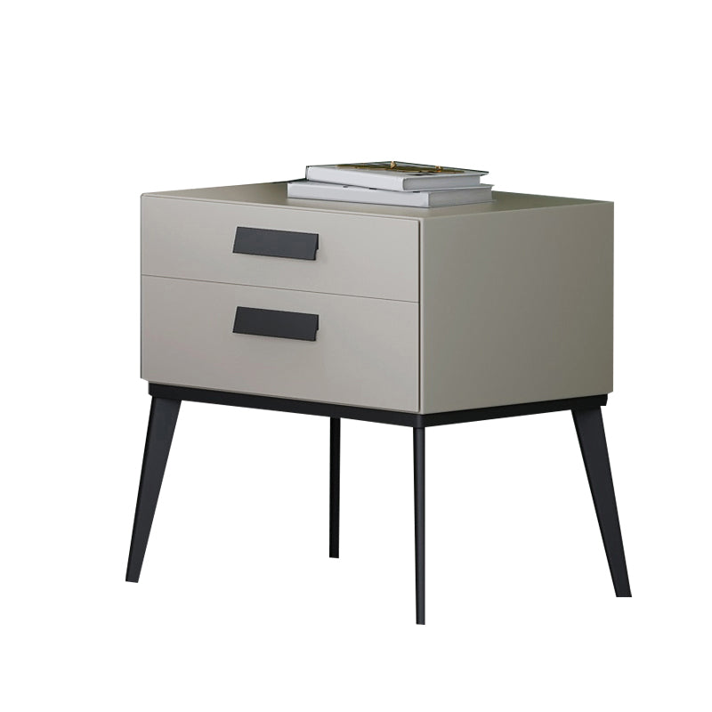 Wooden and Leather Bedside Cabinet Modern Minimalist Bedside Table with Drawers