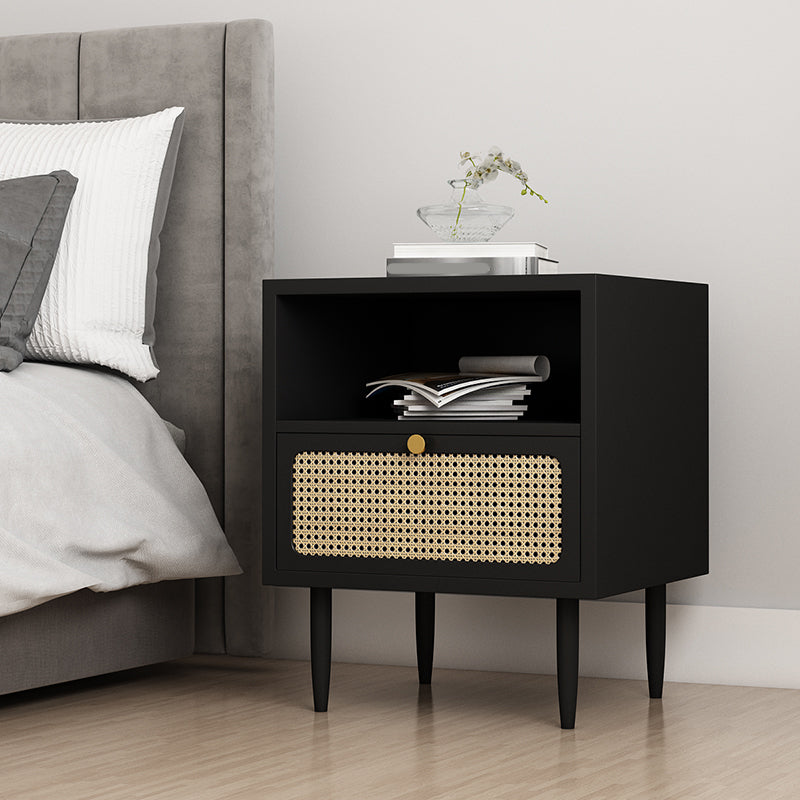 Solid Wood Accent Table Nightstand ModernBedside Cabinet with Drawer