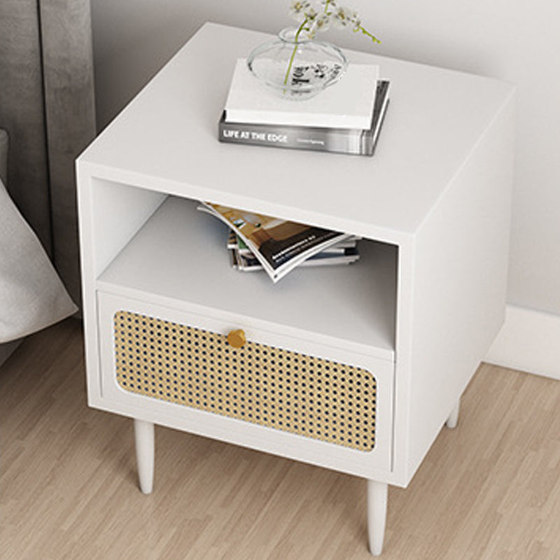 Solid Wood Accent Table Nightstand ModernBedside Cabinet with Drawer