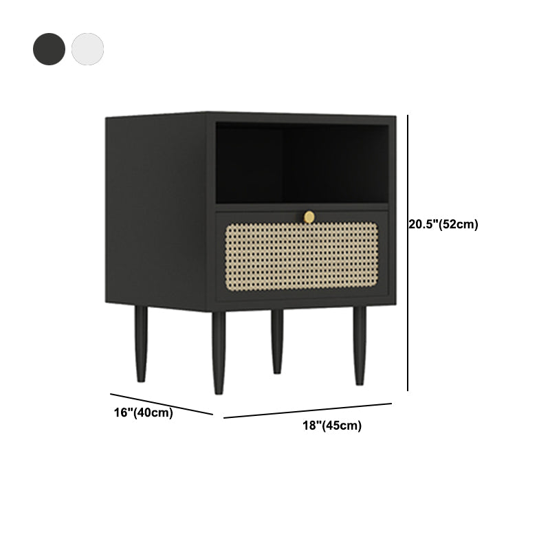 Solid Wood Accent Table Nightstand ModernBedside Cabinet with Drawer