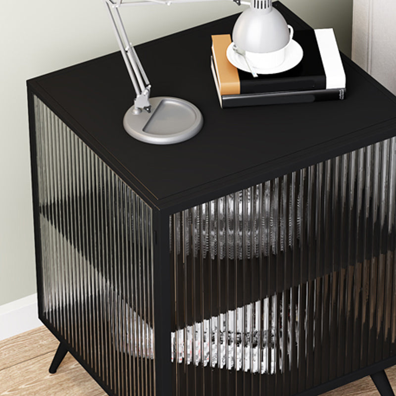 Metal and Glass Bedside Cabinet Modern Minimalist Bedside Table with Legs