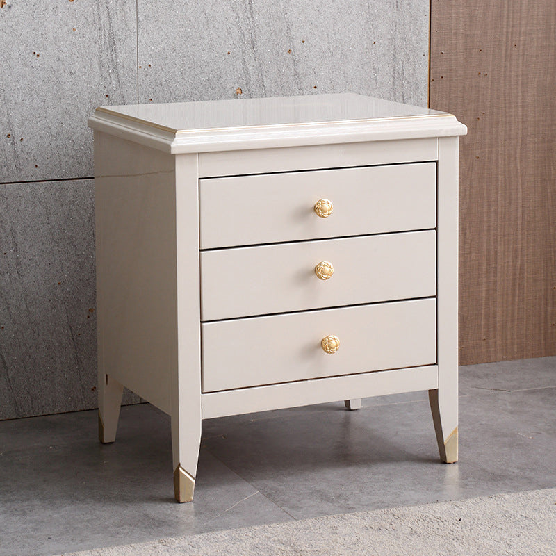 Solid Wood Accent Bedside Cabinet Drawers Included Night Table with Legs