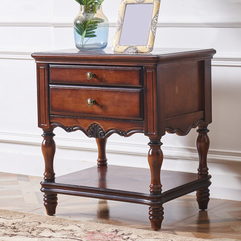 Solid Wood Accent Bedside Cabinet Drawers Included Night Table with Legs