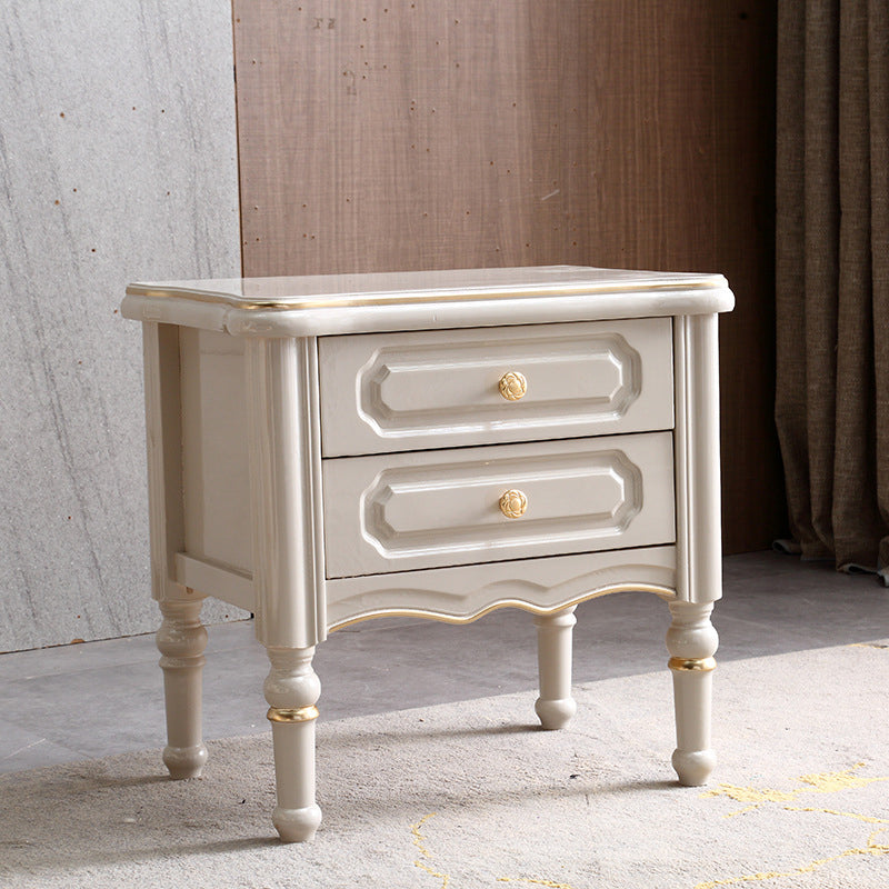 Solid Wood Accent Bedside Cabinet Drawers Included Night Table with Legs