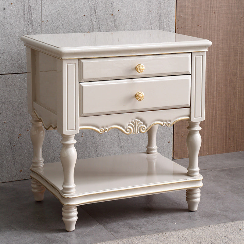 Solid Wood Accent Bedside Cabinet Drawers Included Night Table with Legs