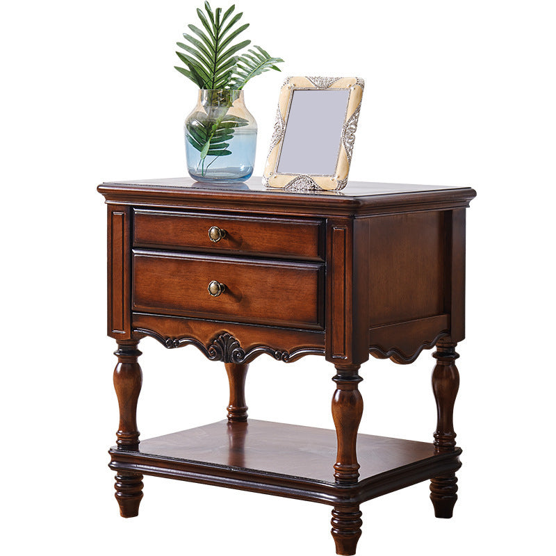 Solid Wood Accent Bedside Cabinet Drawers Included Night Table with Legs