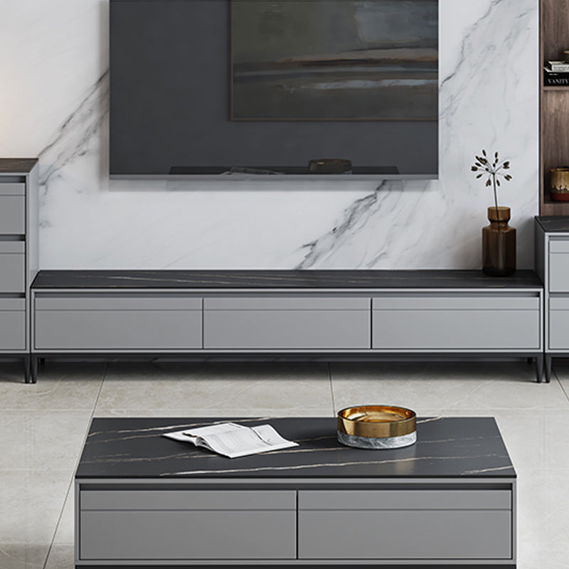 Black Slate TV Cabinet Modern Minimalist Home Closed TV Stand Console