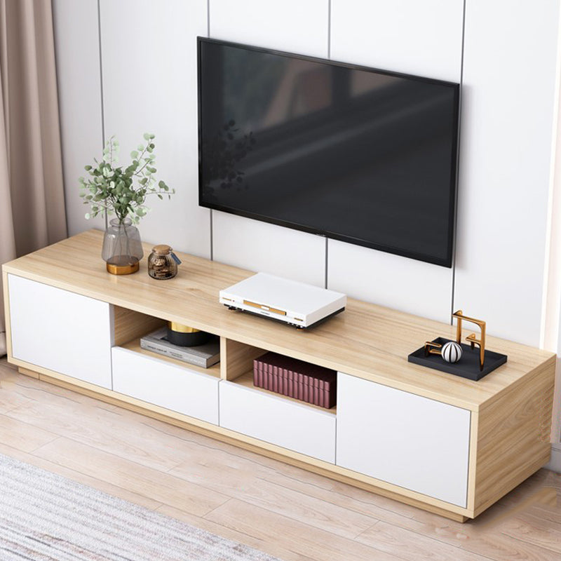 Wooden TV Stand Console Open Storage TV Stand with 2 Storages