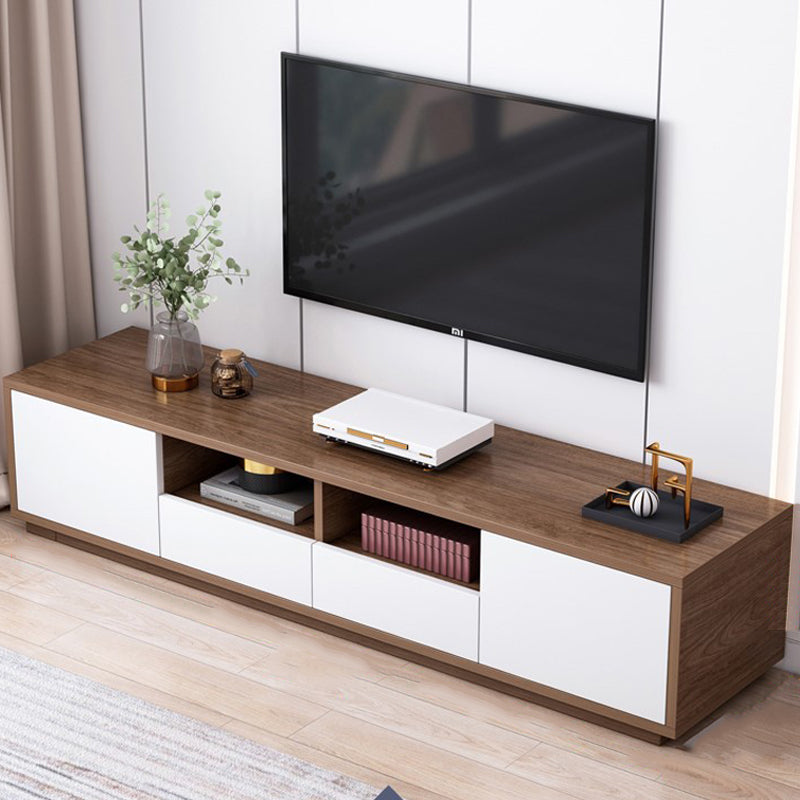 Wooden TV Stand Console Open Storage TV Stand with 2 Storages