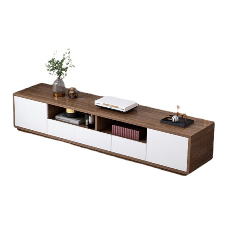 Wooden TV Stand Console Open Storage TV Stand with 2 Storages