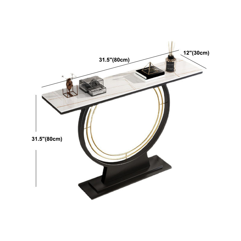 Modern Metal Console Sofa Table Rectangle Stone Console Accent Table for Hall