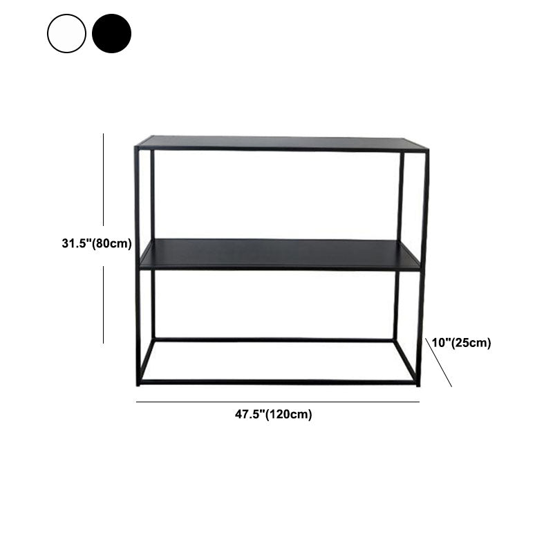 Modern Steel Console Table Rectangle Glass Shelves 10" W Accent Table for Hall