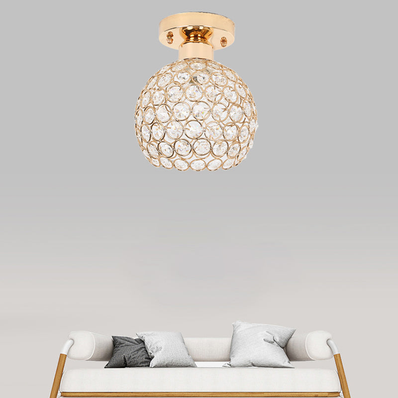 Houehold Crystal Ceiling Light Simple Flush Mount Light Fixture for Bedroom