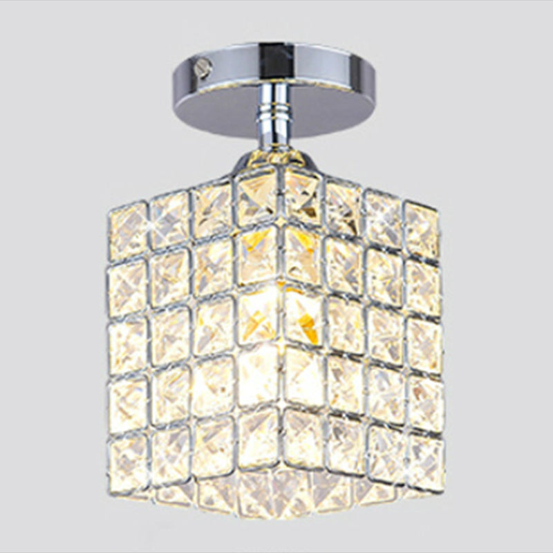 Houehold Crystal Ceiling Light Simple Flush Mount Light Fixture for Bedroom