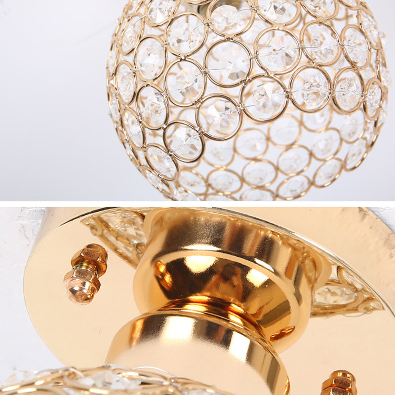 Houehold Crystal Ceiling Light Simple Flush Mount Light Fixture for Bedroom