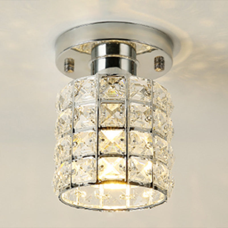 Houehold Crystal Ceiling Light Simple Flush Mount Light Fixture for Bedroom