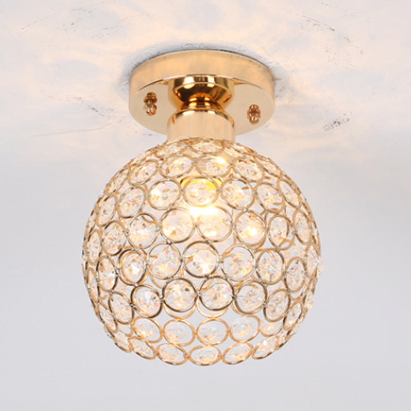 Houehold Crystal Ceiling Light Simple Flush Mount Light Fixture for Bedroom