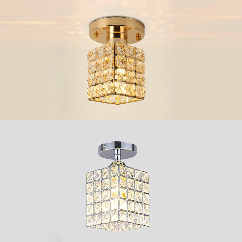 Houehold Crystal Ceiling Light Simple Flush Mount Light Fixture for Bedroom