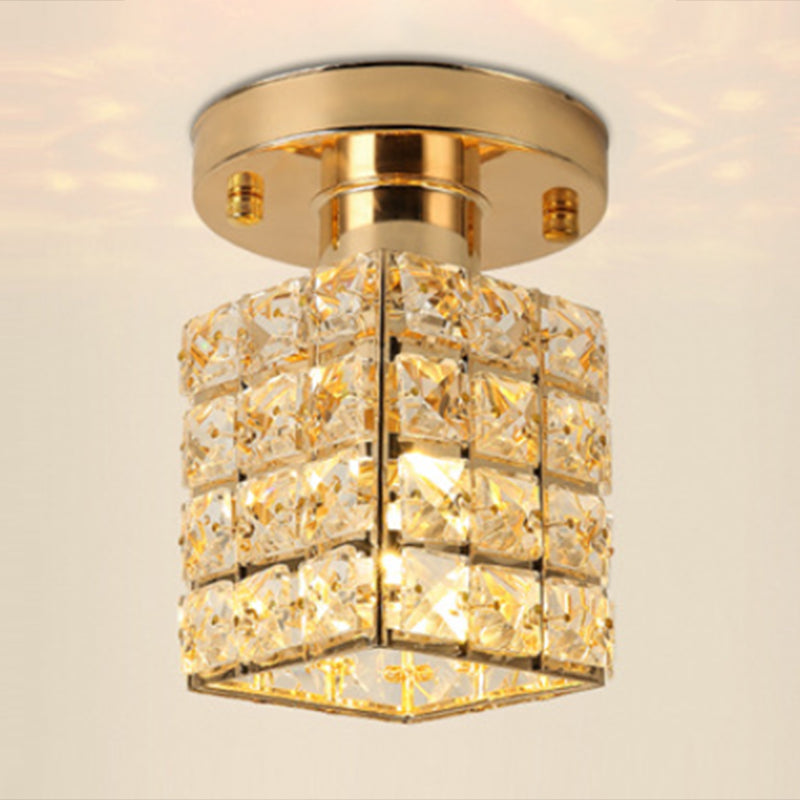 Houehold Crystal Ceiling Light Simple Flush Mount Light Fixture for Bedroom