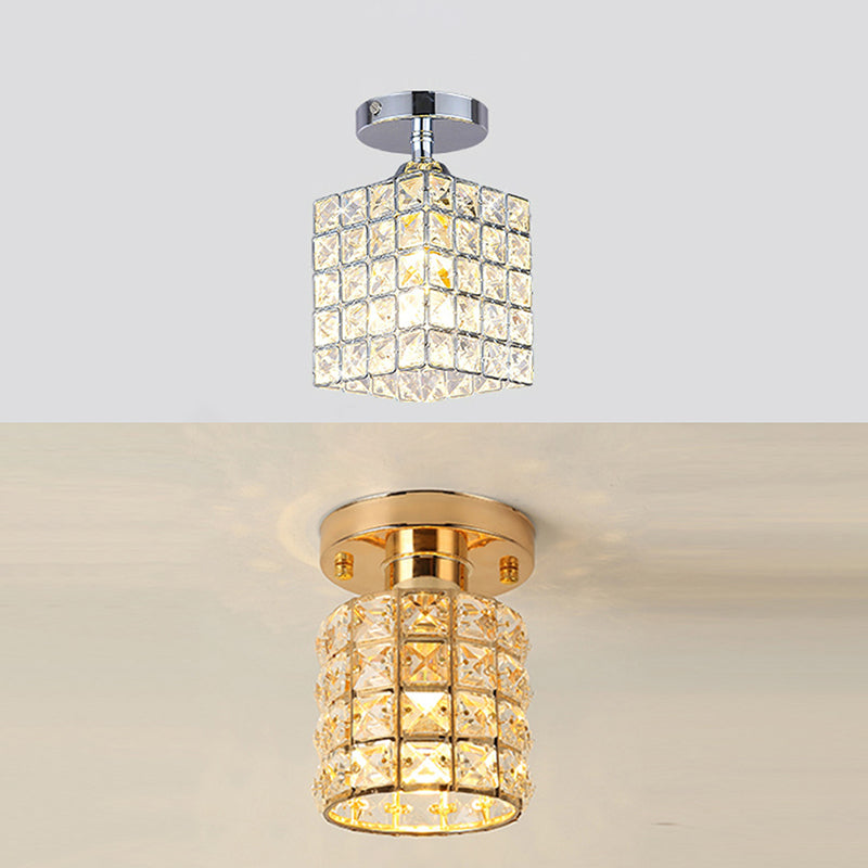 Houehold Crystal Ceiling Light Simple Flush Mount Light Fixture for Bedroom