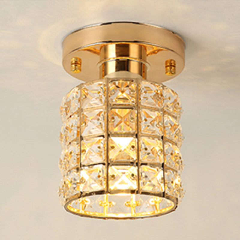 Houehold Crystal Ceiling Light Simple Flush Mount Light Fixture for Bedroom